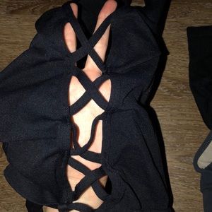 Malibu sugar black crop top with crosses on side